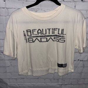 WOMEN'S BEAUTIFUL BADASS CROPPED T-SHIRT- cream